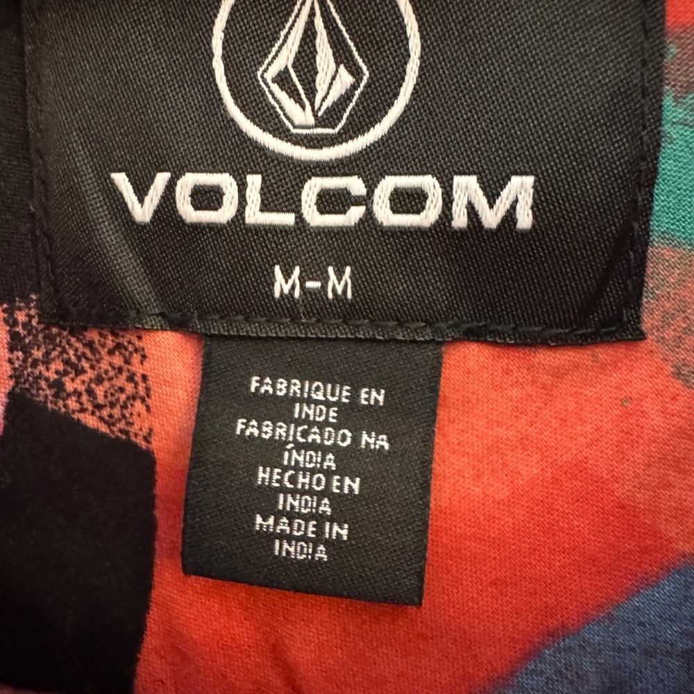 Volcom Mens Classic Fit Floral Tropical Short Sleeve Button Up Shirt Orange M - Picture 5 of 9